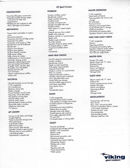 Viking Princess 42SC Specification Brochure