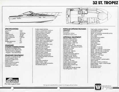 Wellcraft 32 St. Tropez Specification Brochure