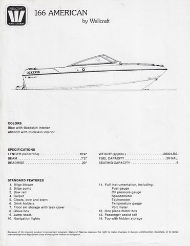Wellcraft 166 American Specification Brochure