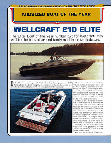 Wellcraft Elite 210 Powerboat Magazine Reprint Brochure