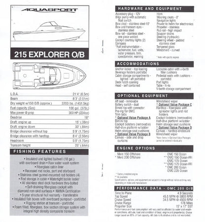 Aquasport 1998 Dealer Handbook Brochure