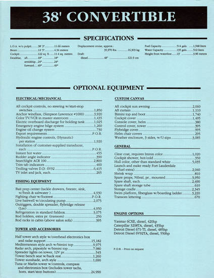 Blackfin 38 Convertible Specification Brochure