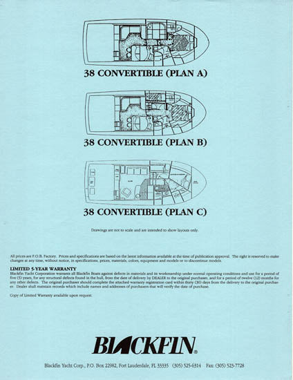 Blackfin 38 Convertible Specification Brochure