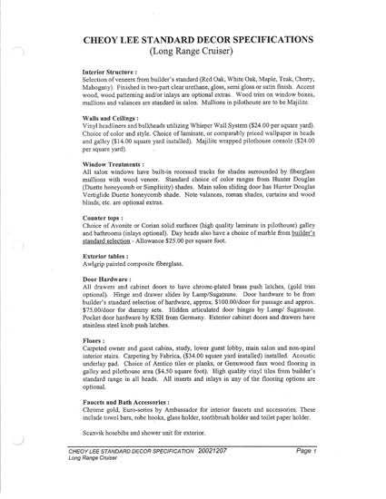 Cheoy Lee 61 Long Range Motoryacht Specification Brochure