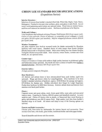 Cheoy Lee 70 Expedition Motoryacht Specification Brochure