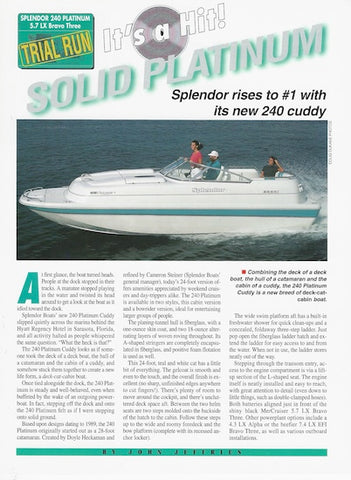 Splendor Platinum 240 Trailer Boats Magazine Reprint Brochure