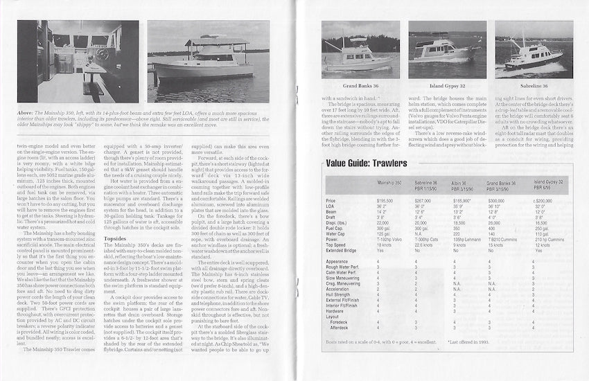 Mainship 350 Trawler Powerboat Reports Magazine Reprint Brochure