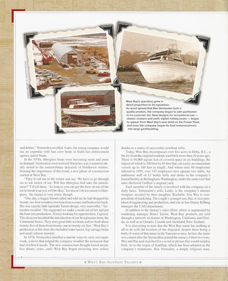West Bay SonShip Megayacht Century Magazine Reprint Brochure