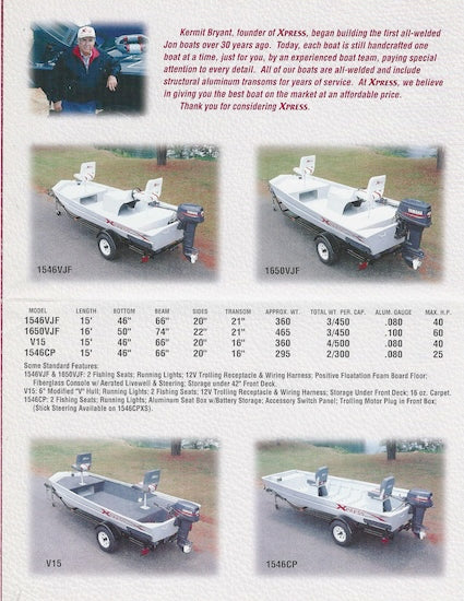 Aluma Weld 1998 Xpress Jon Boats Brochure