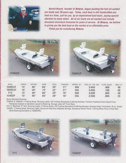 Aluma Weld 1998 Xpress Jon Boats Brochure