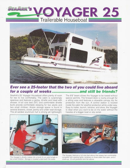 SeaArk Voyager 25 Houseboat Brochure