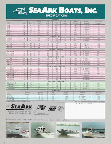 SeaArk 1990s Brochure