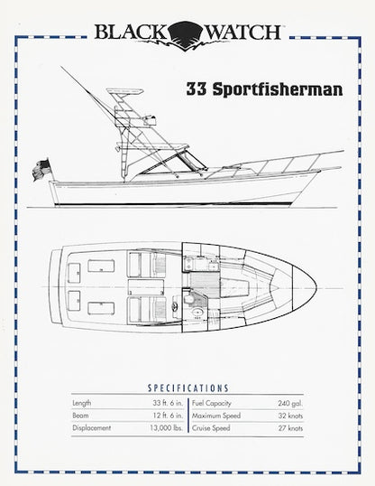 Black Watch 33 Sportfisherman Specification Brochure