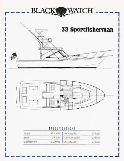 Black Watch 33 Sportfisherman Specification Brochure