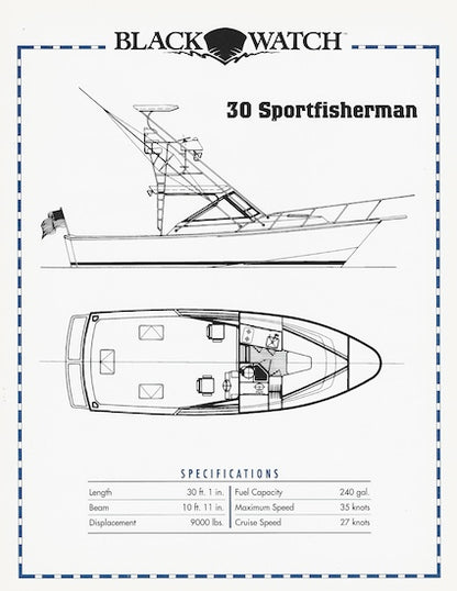 Black Watch 30 Sportfisherman Specification Brochure