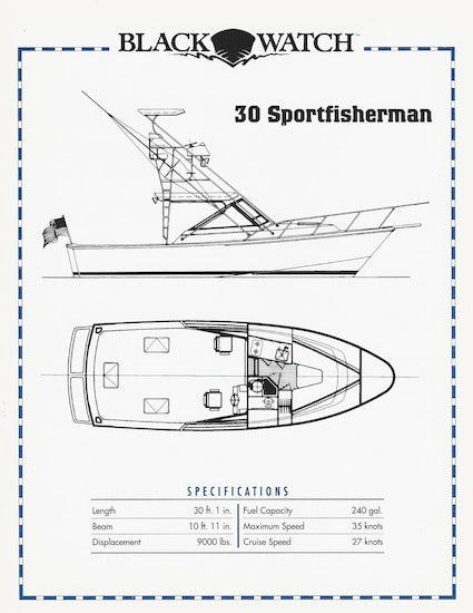 Black Watch 30 Sportfisherman Specification Brochure
