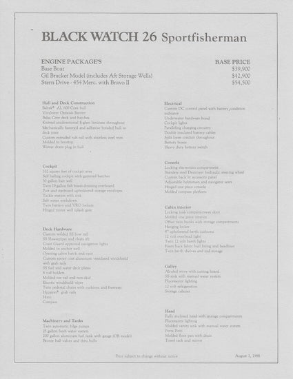 Black Watch 26 Specification Brochure