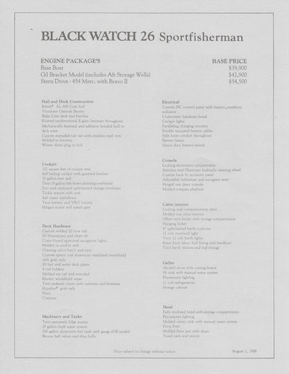 Black Watch 26 Specification Brochure