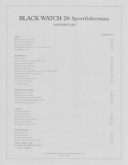Black Watch 26 Specification Brochure