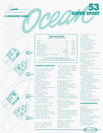 Ocean 53 Super Sport Specification Brochure