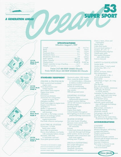 Ocean 53 Super Sport Specification Brochure