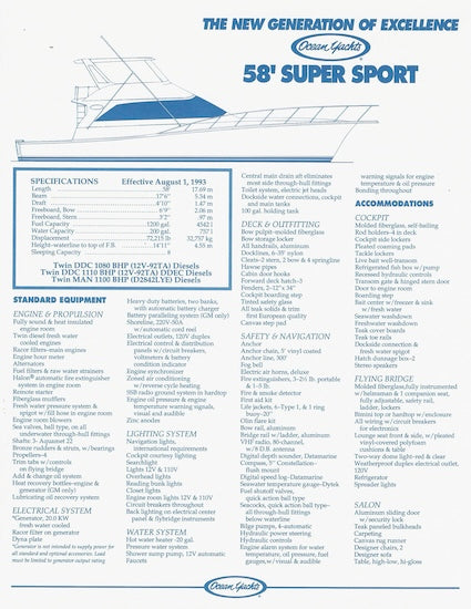 Ocean 58 Super Sport Brochure