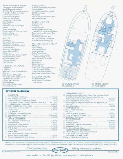 Ocean 58 Super Sport Brochure