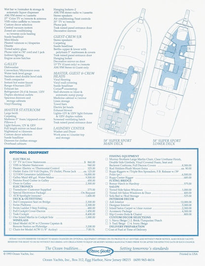 Ocean 58 Super Sport Brochure