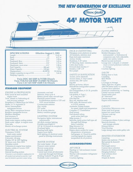 Ocean 44 Motor Yacht Specification Brochure
