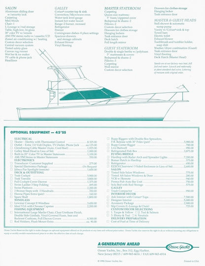 Ocean 45 Super Sport Specification Brochure