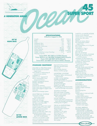 Ocean 45 Super Sport Specification Brochure