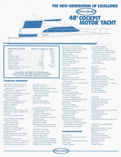 Ocean 48 Cockpit Motor Yacht Specification Brochure