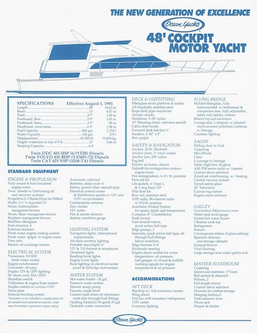 Ocean 48 Cockpit Motoryacht Specification Brochure