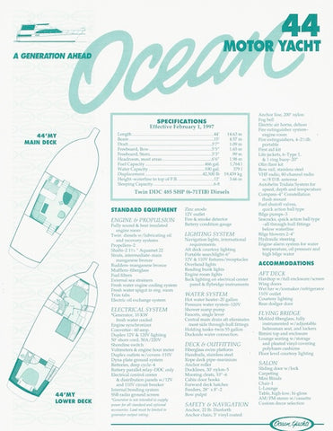 Ocean 44 Motor Yacht Specification Brochure