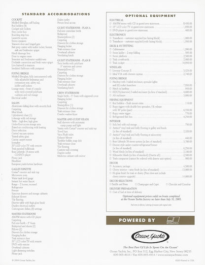 Ocean 46 Super Sport Specification Brochure