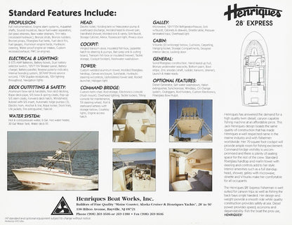 Henriques 28 Express Fisherman Specification Brochure