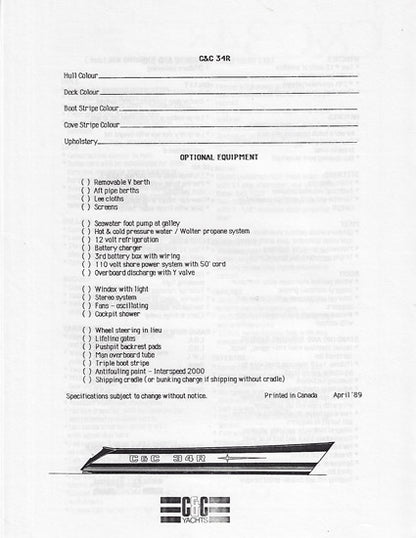 C&C 34R Specification Brochure