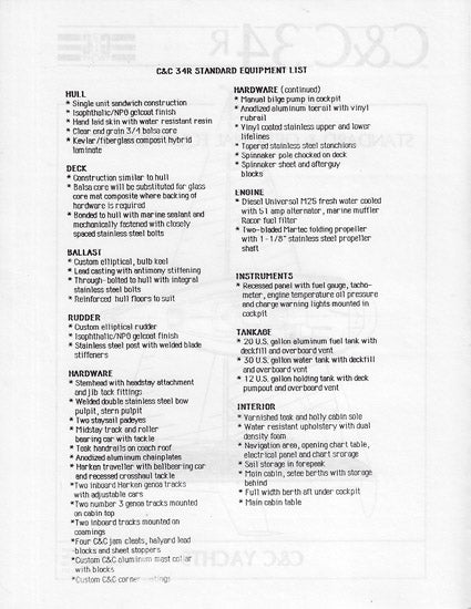 C&C 34R Specification Brochure