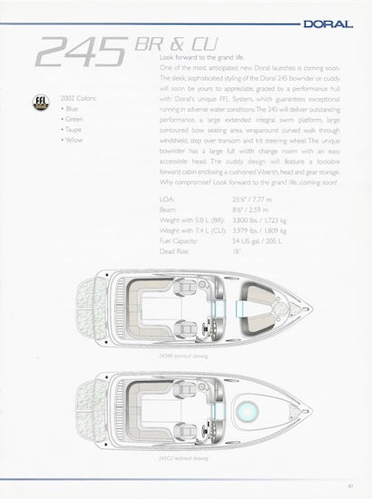 Doral 2002 Sport Boats Brochure