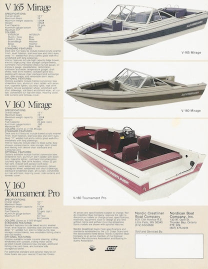 Crestliner 205 Rampage & Mirabe Specification Flyer Brochure
