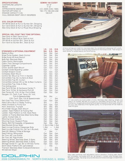 Dolphin Gemini Cuddy Brochure