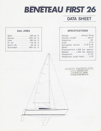 Beneteau First 26 Specification Sheet