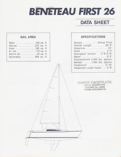 Beneteau First 26 Specification Sheet