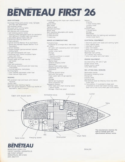 Beneteau First 26 Specification Sheet