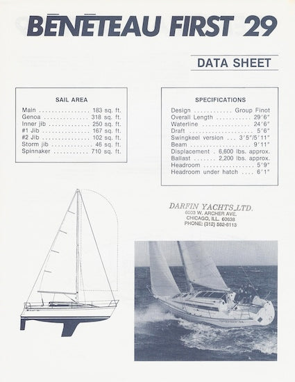 Beneteau First 29 Specification Sheet