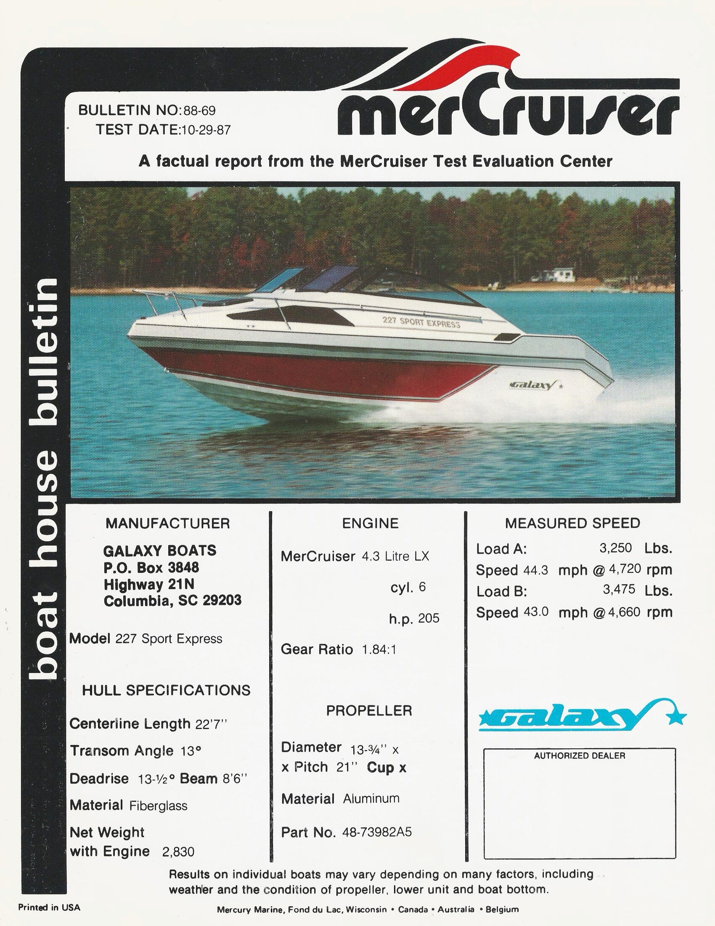 Galaxy 227 Sport Express Performance Test Brochure