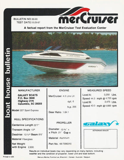Galaxy 227 Sport Express Performance Test Brochure