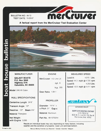 Galaxy 248 Aft Cabin Performance Test Brochure