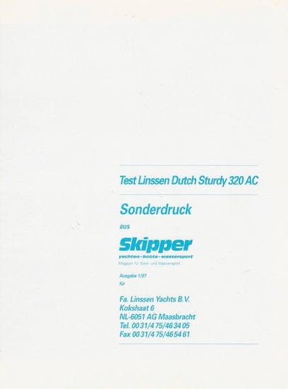 Linssen Dutch Sturdy 320AC Skipper Magazine Reprint Brochure