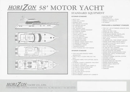 Horizon 58 Motor Yacht Specification Brochure